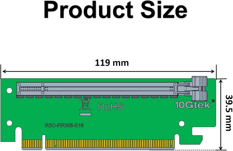 ipolex PCI-Express 16x Riser Card 270-Degree R-Angle Riser Adapter Card for 2U, RS44SR-1(305) - Image 3